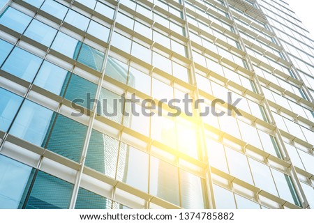 Glass wall in modern architecture