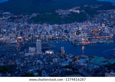 Nagasaki Port and cityscape of the dusk