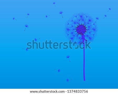 Dandelion background for your design. The wind blows dandelion seeds. Template for posters, wallpapers, cards. Vector illustration.