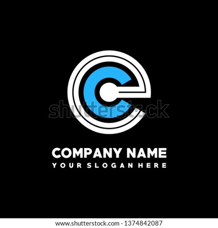 E C initial letter, modern logo design template vector