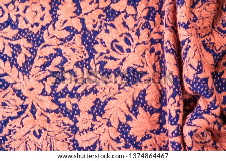Textured, background, pattern, Fabric wool, on a blue background of beige flowers. depicts a beautifully woven vegetative motif Jacobean. Colors: onyx. This is your design wallpaper