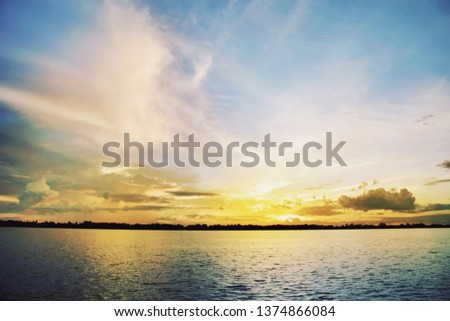 Colorful sunset sky with clouds dramatic light