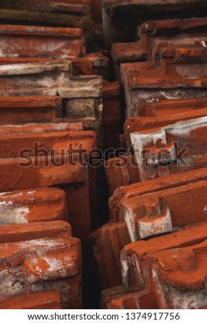 old tiles from a village roof
