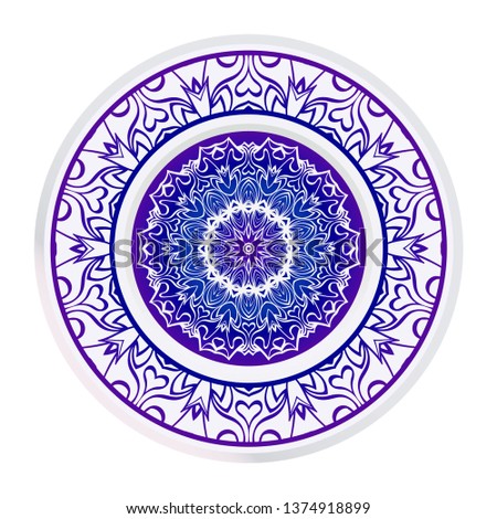 Round Symmetrical Pattern. Mandala. Kaleidoscopic Design. Vector Illustration. Oriental Pattern. Indian, Moroccan, Mystic, Ottoman Motifs. Anti-Stress Therapy Pattern
