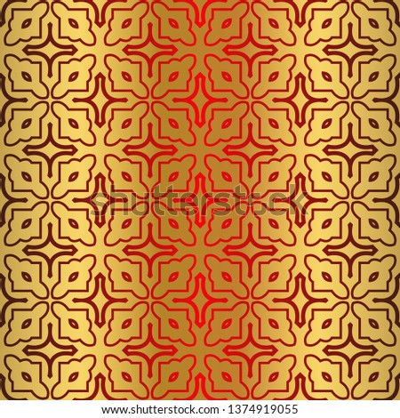Retro Beautiful Seamless Geometric Ornament Vector Illustration. Abstract. Paper For Scrapbook. For your advert design, presentation, wallpaper, business. Gold red color.