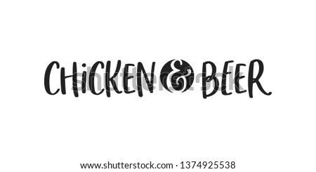Chicken and Beer Vector Text Typography Illustration Background