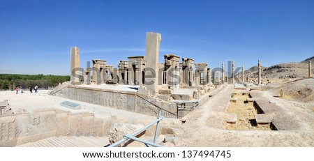 PERSEPOLIS, IRAN - CIRCA AUGUST 2012: Ruins of Xerxes palace in Persepolis circa August 2012.