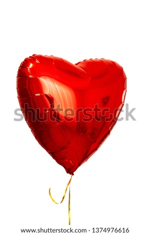Single big red heart ball object for birthday, Valentine's day. isolated on white background.