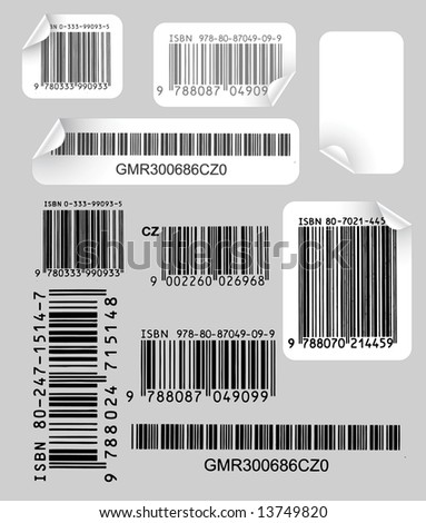 Set of  labels with bar codes