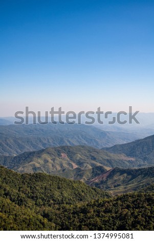 Mountain view at 1715 view point in Nan province, Thailand.