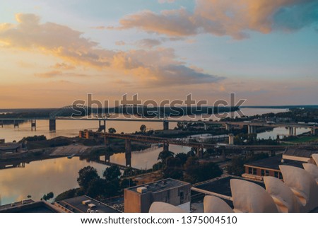 Beautiful skyline scenery during sunset in Memphis,  Tennessee