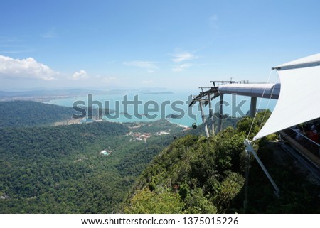  cable car to the top of langkawi island. beautiful view of sea and mountain.