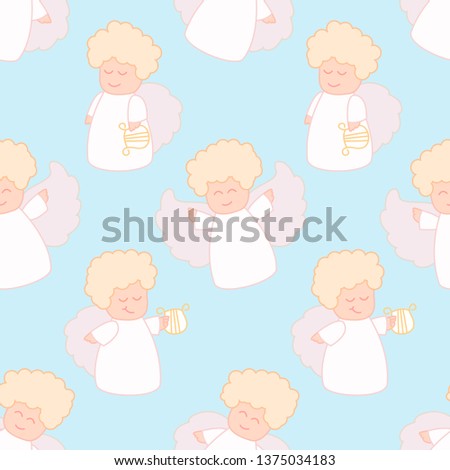 Pattern angel wings. Seamless pattern for design card, baby nappy, diaper, scrapbook, holiday wrapping paper, textile, bag print, t shirt etc. Vector illustration