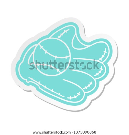 cartoon sticker of a baseball and glove