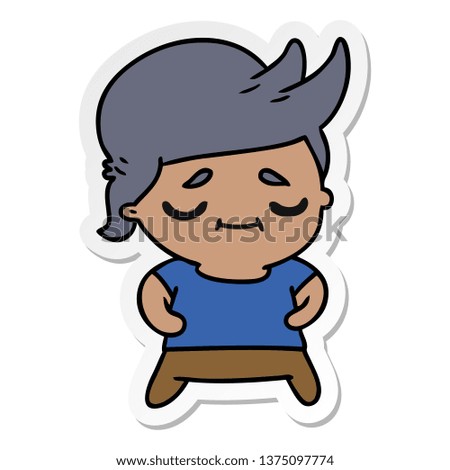 freehand drawn sticker cartoon of kawaii cute grey haired man