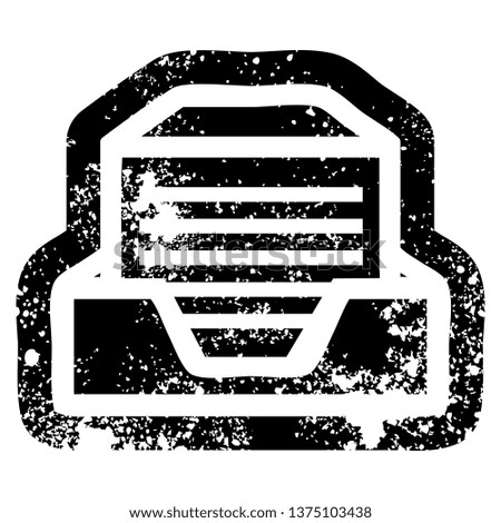 office paper stack distressed icon symbol