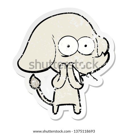 distressed sticker of a happy cartoon elephant