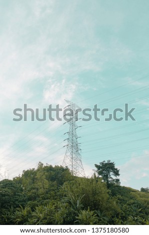 A picture of electricity poles in the city of Batu Caves,Malaysia