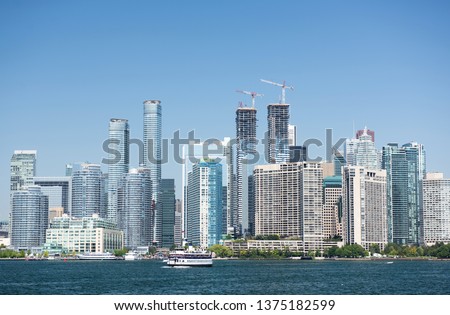Toronto city skyline on a clear sunny day. Ontario, Canada