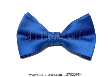 Blue bow tie isolated on white background Royalty-Free Stock Photo #137522954