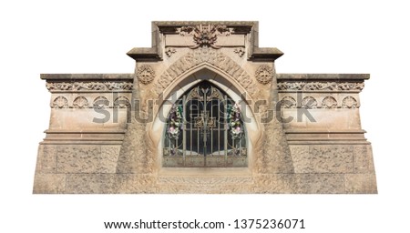 elements of architectural decorations of buildings, plaster moldings, doors with arches, gates with bars. On the streets in Catalonia, public places.