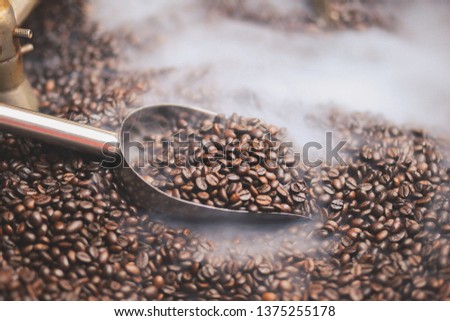 coffee beans fresh roast with smoke 