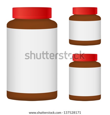 Brown Blank Bottle Set For Packaging Design. Set 3. Vector Illustration