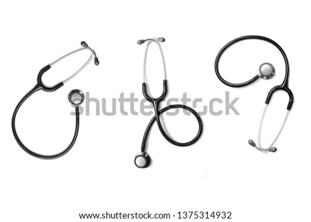 Stethoscope for medical on white background Royalty-Free Stock Photo #1375314932