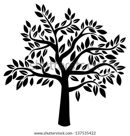 Silhouette of tree on white background (Vector illustration)