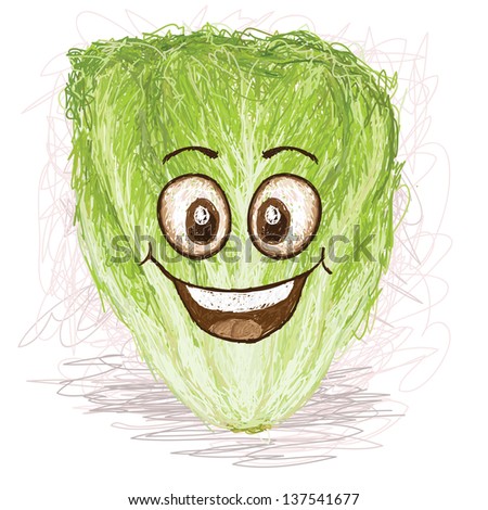 happy lettuce vegetable cartoon character smiling. 