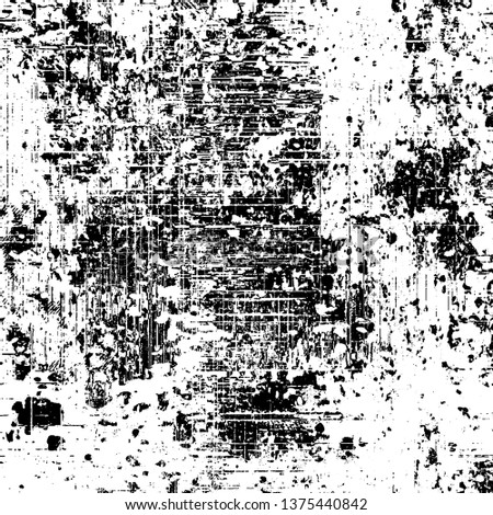 Abstract monochrome grunge background. The gloomy texture of the old worn surface. Scratches, chips, scuffs vector pattern
