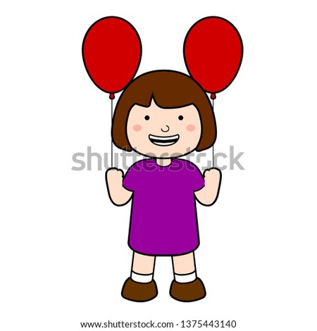 Happy girl with balloons. Vector illustration design