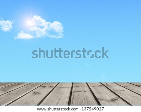 Wooden boards over a blue sky