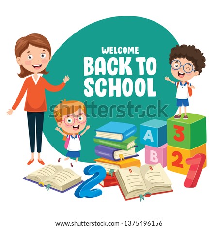 Vector Illustration Of Children Back To School