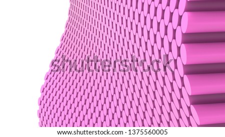 Abstract background with pink cylinders under black-white background. 3D high quality rendering. 3D illustration.