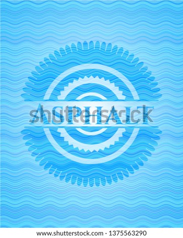 Asphalt sky blue water wave badge.