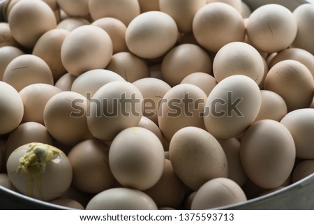 Many eggs in the steaming pot for sale.