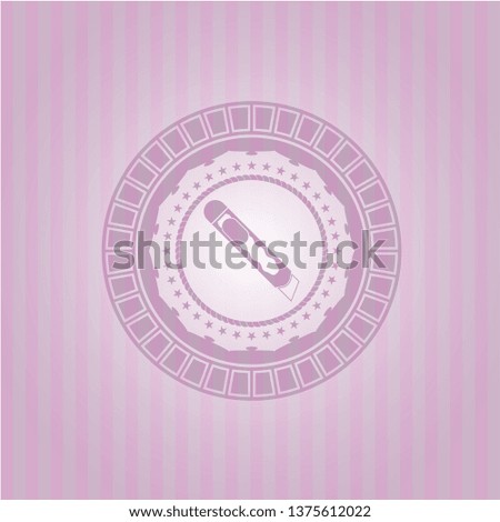 cutter icon inside pink emblem