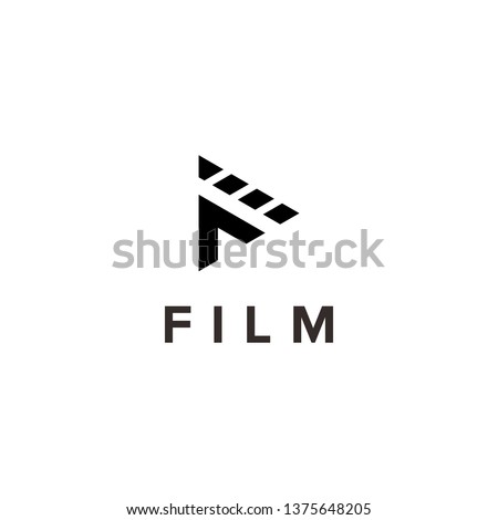 initial letter f with film industries simple unique logo design