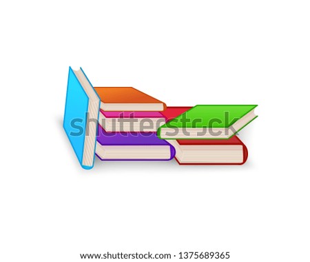 World book day. Stack of colorful books isolated on white background. Education  illustration.