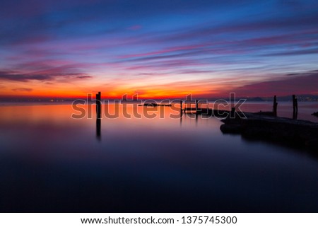 Beautiful italian harbour on Garda lake during the sunset. This picture was taken in Garda city on Garda lake