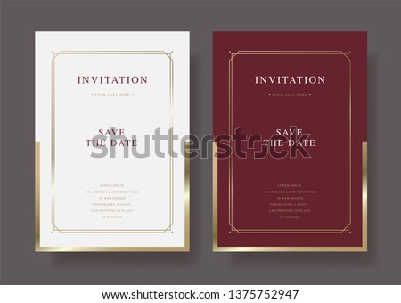 Luxury vintage golden vector invitation card template Royalty-Free Stock Photo #1375752947