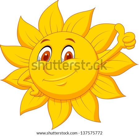 Sun cartoon character thumb up