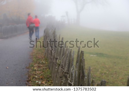 Walk during a foggy day. This picture was taken in Val di Funes Italy