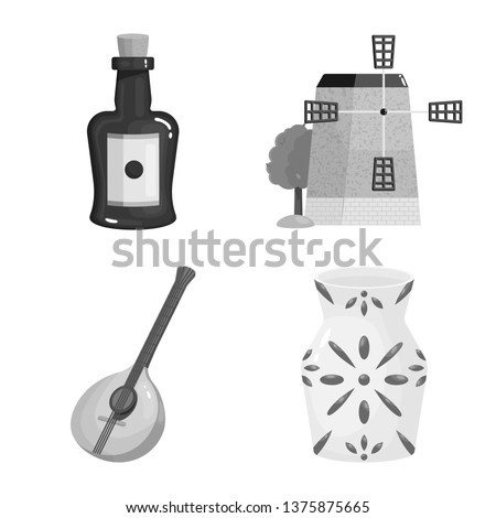 Isolated object of  and traditional symbol. Set of  and historic stock vector illustration.