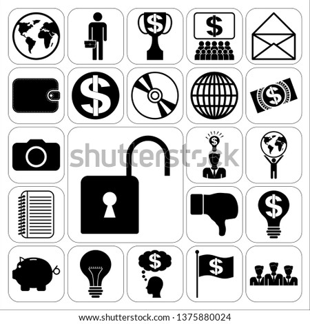 Set of 22 business high quality symbols. Collection. Detailed design. Vector Illustration.