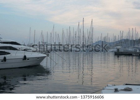 yachts in the sunset background