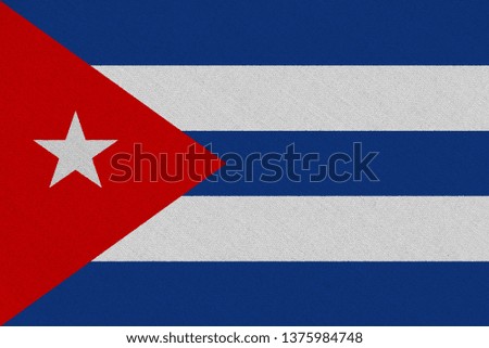 Cuba fabric flag. Patriotic background. National flag of Cuba
