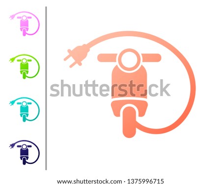 Coral Electric scooter icon isolated on white background. Set color icons. Vector Illustration