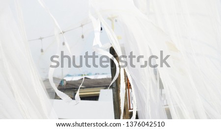 soft white Curtain  with the wind
